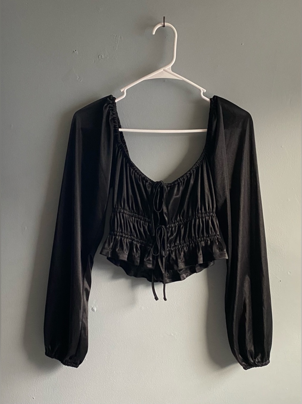 Forever 21 Silky Long Sleeve Crop Top